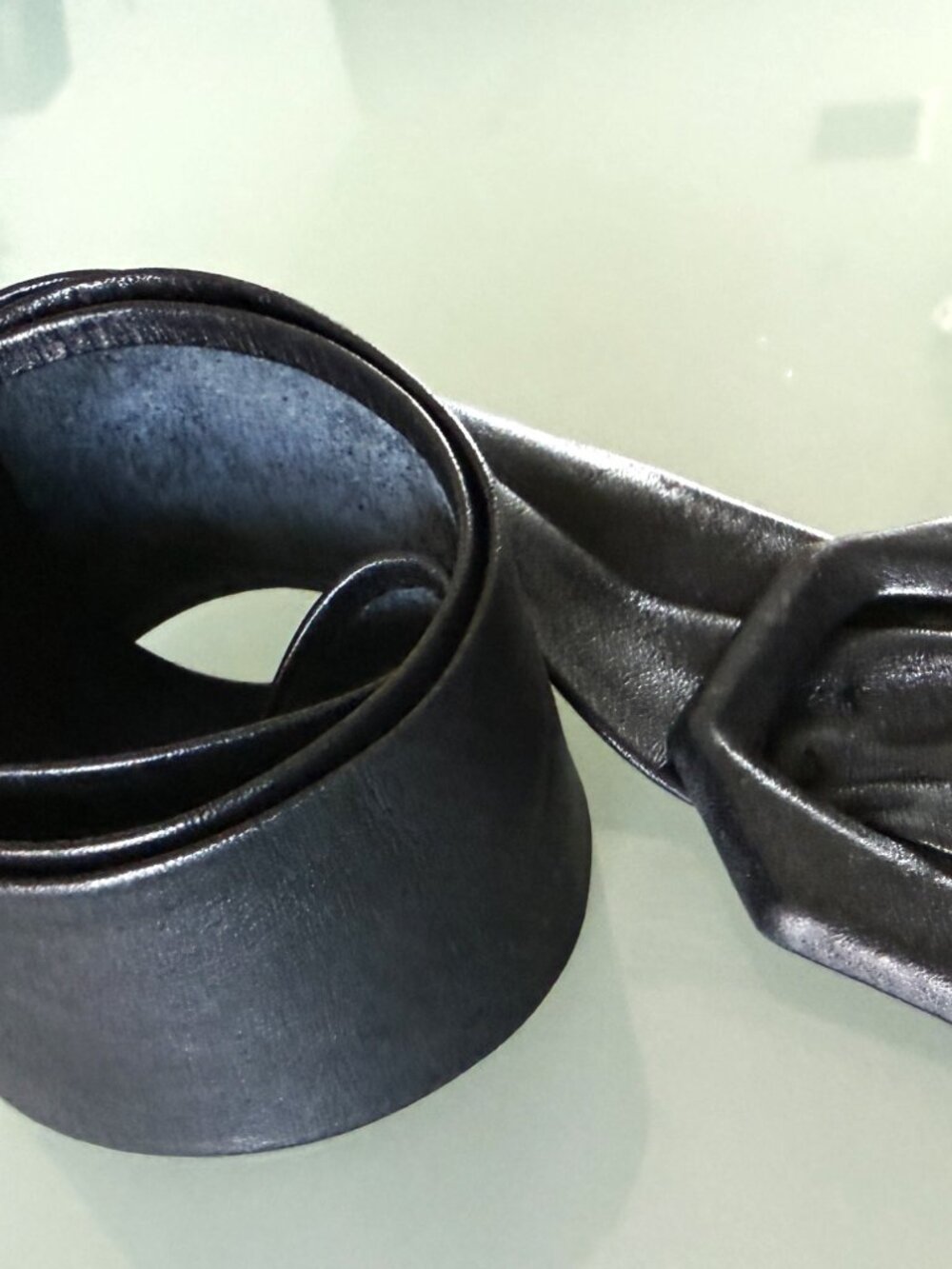 Women's Belt Vintage black leather fashion dress belt size S/M - Picture 6 of 9